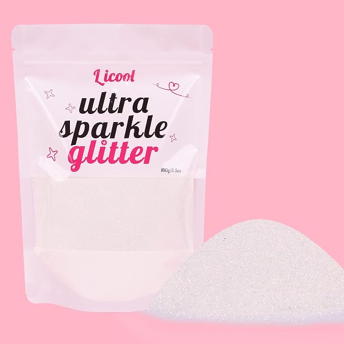 Holographic Fine Glitter, 100g/3.5oz Extra Fine Glitters Powder Packs by LICOOL+GLITTER