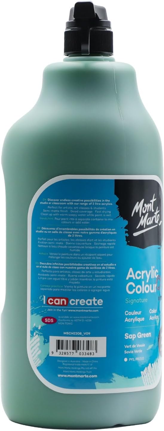 Mont Marte Discovery School Acrylic, Sap Green, 1/2 Gallon. Ideal - Image 6