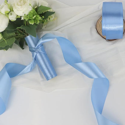 Lake Blue Solid Satin Ribbon 2 Inch 25 Yards Solid Polyester Fabric Ribbon - Image 5