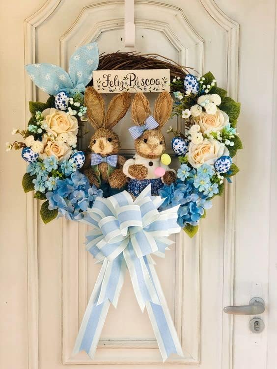 MEEDEE Blue and White Stripe Ribbon Wired Ribbon 2.5 Inch Light Blue Burlap - Image 4
