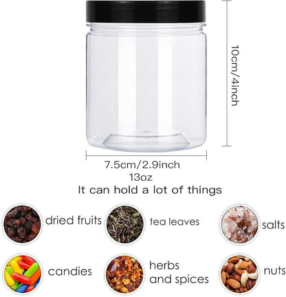 Rocutus 13oz Clear Plastic Storage Jars Containers, 8 Pack Refillable - Image 7