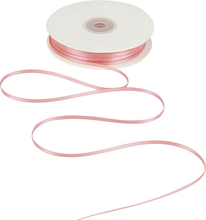 HUIHUANG 1/8 inch Blush Pink Satin Ribbon, 100 Yards Roll, Luxurious Double by HUIHUANG