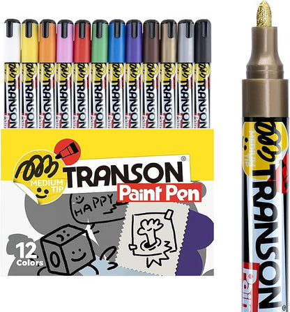 TRANSON 12 Colors Permanent Paint Markers by Transon