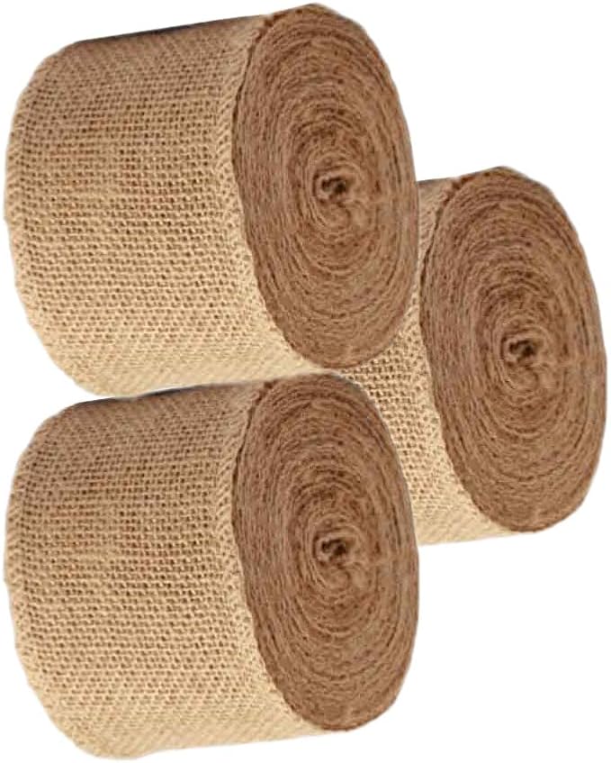 3 Pack- 90 Ft, Burlap Ribbon 2 1/2" x 10 Yards Natural Jute 2.5 Inch 30ft roll - Image 2