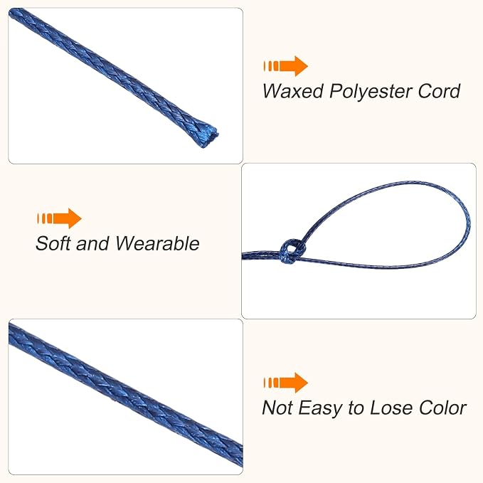 MECCANIXITY Waxed Cord 0.5mm Waxed Polyester Cord 175 Yard Wax String - Image 3