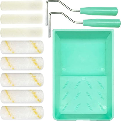 11 Pack Paint Roller Kit, 4 Inch Microfiber Paint Roller Covers, Mini Wool by Hubaow