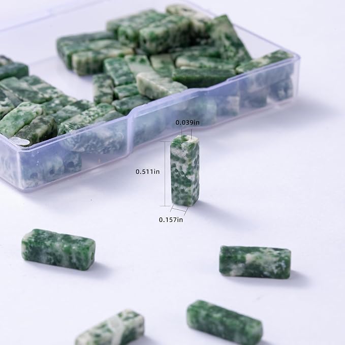 Natural African Jade Rectangle Tube Beads 4x13mm 38cm/str Loose Semi Gemstone - Image 3