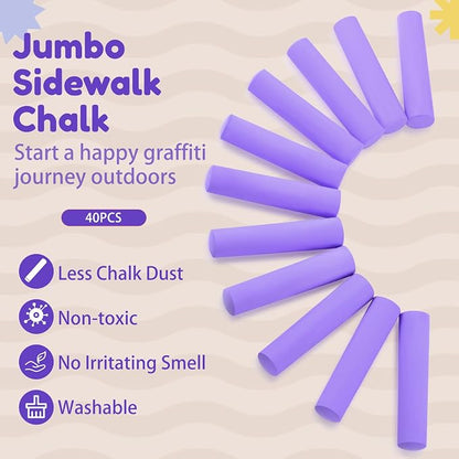 Fulmoon 40 Pcs Jumbo Sidewalk Chalk - Image 4
