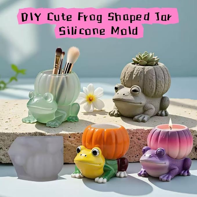 Animal Resin Molds Silicone 3D Cute Frog Epoxy Resin Plaster Candle Holder Wax - Image 3