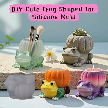 Animal Resin Molds Silicone 3D Cute Frog Epoxy Resin Plaster Candle Holder Wax - Image 3