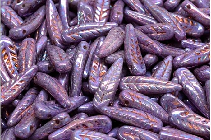 2.1oz Mix of Unique Czech Bohemia Glass Pressed Beads, Violet Purple Pink - Image 7