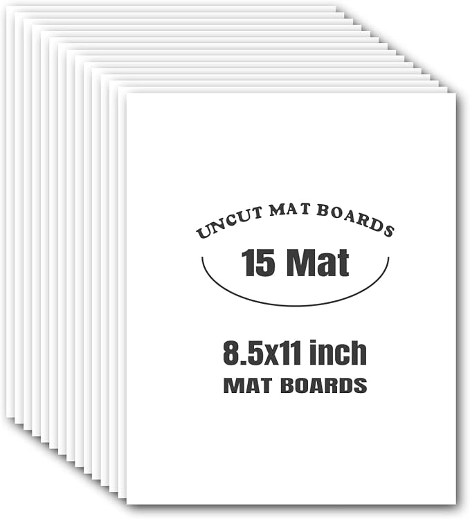 AUEAR, 15 Pack 8.5x11 Uncut Matte Boards White Photo Mat Board Great by AUEAR