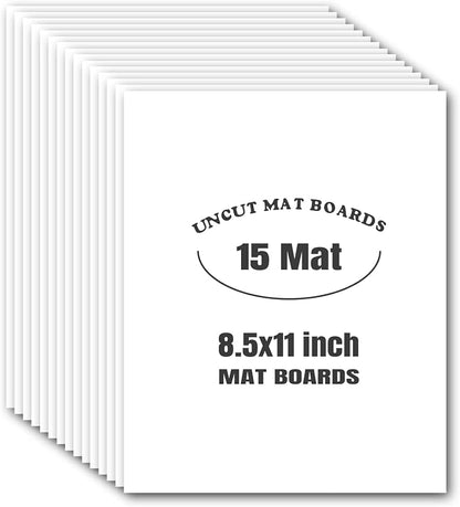 AUEAR, 15 Pack 8.5x11 Uncut Matte Boards White Photo Mat Board Great by AUEAR