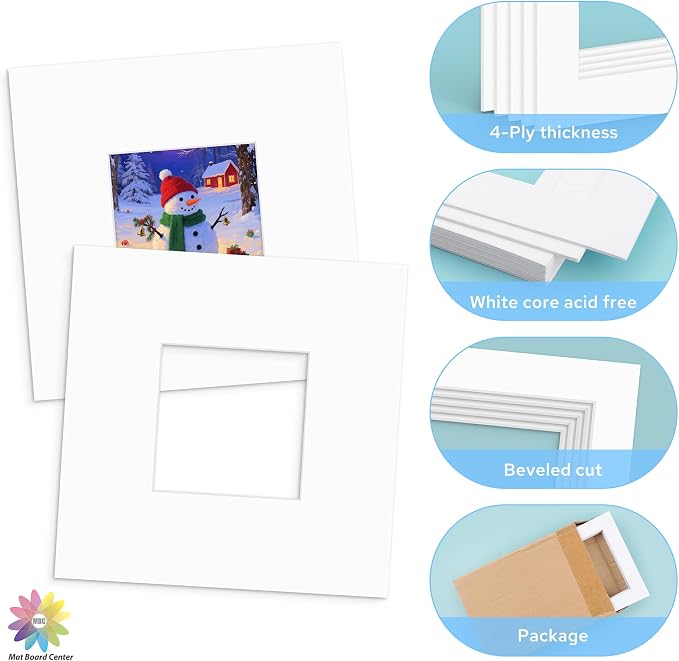 Mat Board Center, 8x8 White Mats - Image 3