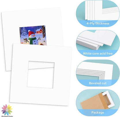 Mat Board Center, 8x8 White Mats - Image 3