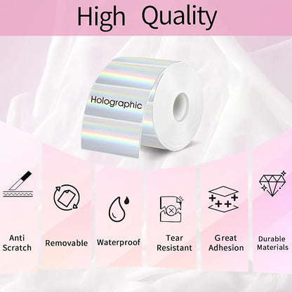3x2 Inch Holographic Thermal Labels, Glitter Silver Thermal Sticker Labels - Image 3