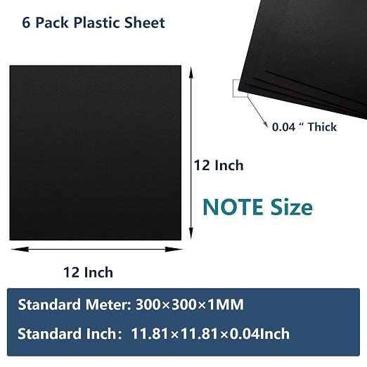6 Pack Black Plastic Sheet 12x12x0.04 in Flexible High Tensile Plastic Sheets - Image 2