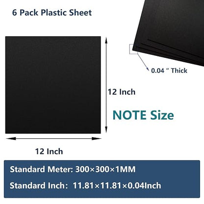6 Pack Black Plastic Sheet 12x12x0.04 in Flexible High Tensile Plastic Sheets - Image 2