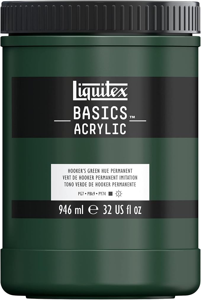 Liquitex BASICS Acrylic Paint, 946ml Jar, Hooker’s Green Hue Permanent by Liquitex