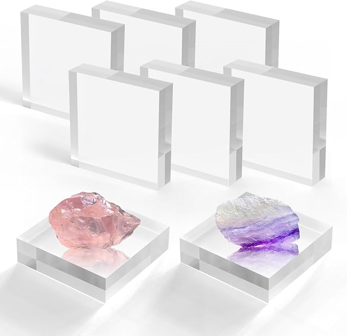 Acrylic Blocks 3 X 3 X 1 Inch 8 Pcs Acrylic Base Stand by Unknown