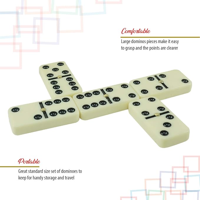 ERLLE - Jumbo Dominoes Set, Extra-Large Double Six Domino Set - Image 5