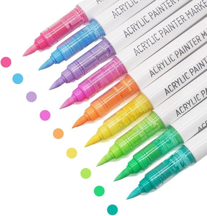 Water Based Acrylic Paint Markers, 9 Colors Acrylic Paint Pens Set by Yolaka