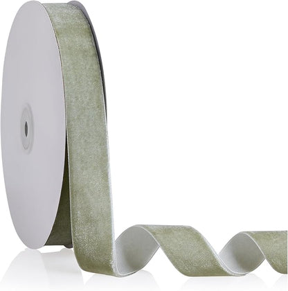 1" X 20 Yards Dusty Green Velvet Ribbon by Bomybaw