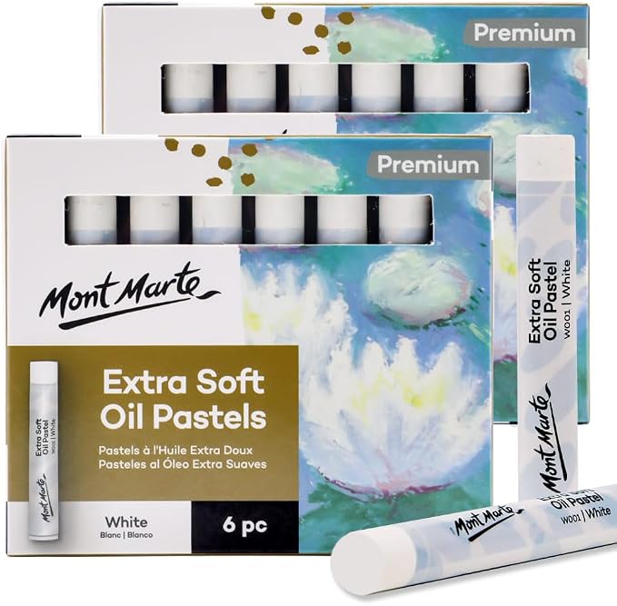 Mont Marte Extra Soft Oil Pastels White Premium 6pc, Versatile Art Pastels by MontMarte