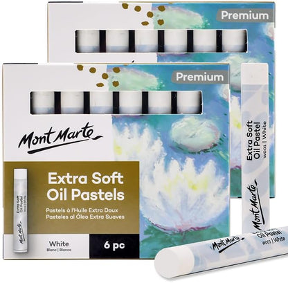 Mont Marte Extra Soft Oil Pastels White Premium 6pc, Versatile Art Pastels by MontMarte