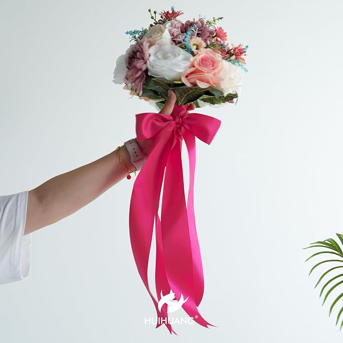 HUIHUANG Hot Pink Satin Ribbon - Image 5