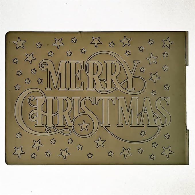 Words Merry Christmas Star Background Plastic Embossing Folders by DDOUJOY