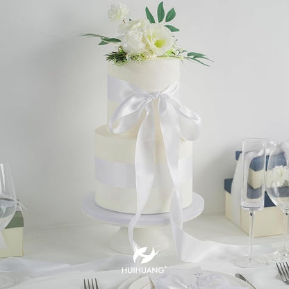 HUIHUANG White Satin Ribbon 2 inch Wide Double Side White Silk Fabric Ribbon - Image 4