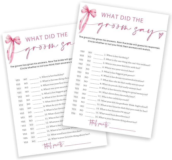 Wedding Shower Games Cards, What Did The Groom Say, Bridal Shower Games 25 by Wybgno