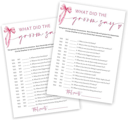 Wedding Shower Games Cards, What Did The Groom Say, Bridal Shower Games 25 by Wybgno