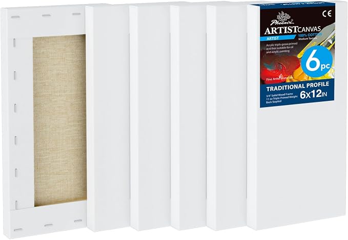 PHOENIX 6x12 Inch 6 Pack Artist Canvas by PHOENIX