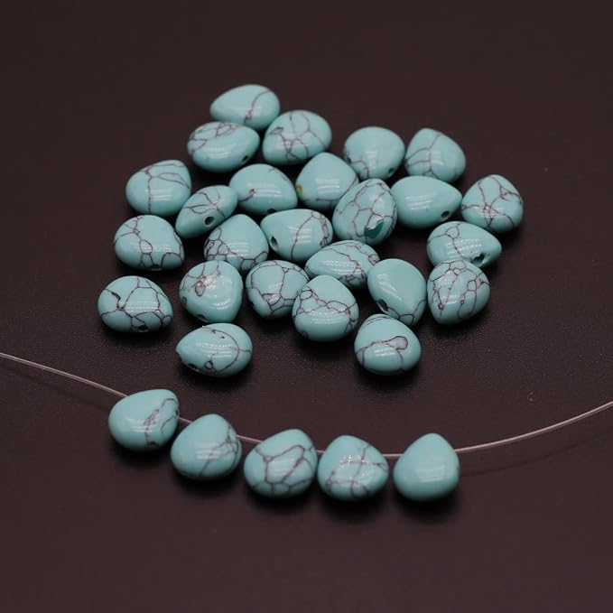 LE SKY 50 Pcs Natural Stone Beads Waterdrop Shape Healing Chakra Polished - Image 8