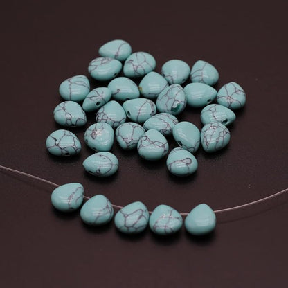 LE SKY 50 Pcs Natural Stone Beads Waterdrop Shape Healing Chakra Polished - Image 8