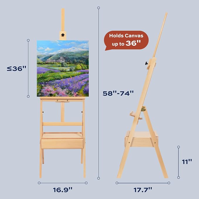 Large Adjustable Beech Wood Painting Easel - Image 3