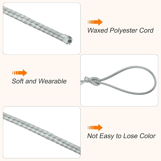 MECCANIXITY Waxed Cord 0.8mm Waxed Polyester Cord 175 Yard Wax String - Image 3