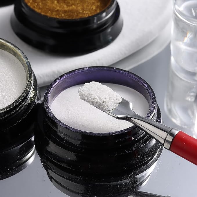 8 Jars Chrome Nail Powder Magic White Pearl Kit, Metallic Mirror Effect - Image 7