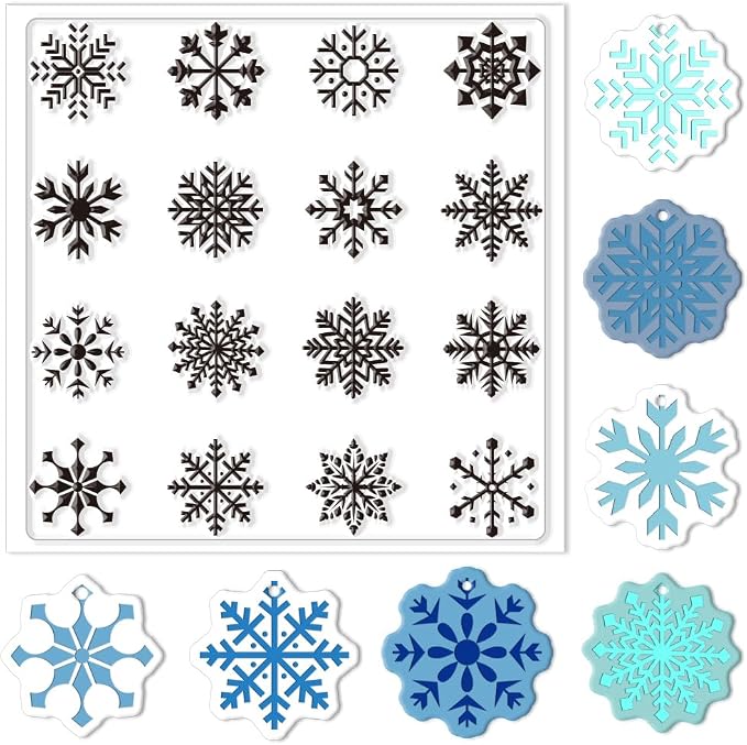 CHGCRAFT Polymer Clay Texture Sheets Winter Snowflakes Silicone Texture Stamp by chgcraft