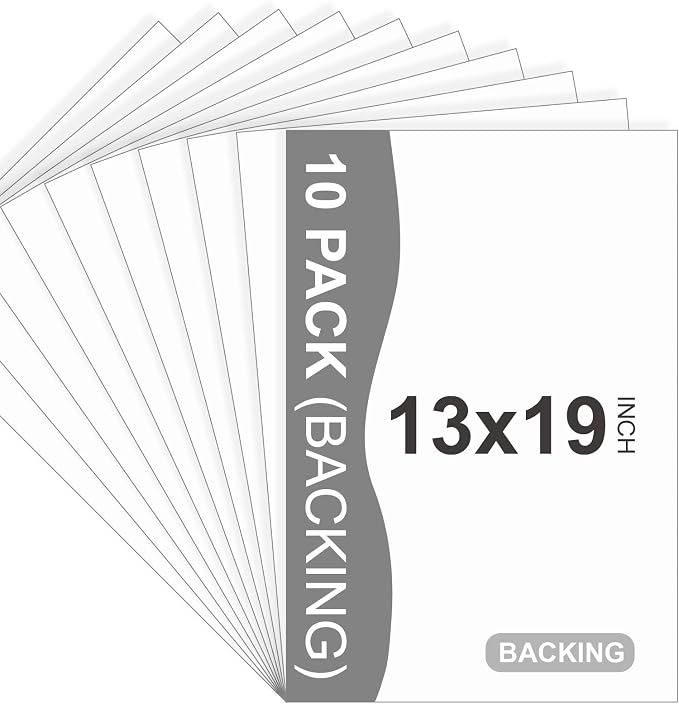 10 Pack Backing Boards, 13x19 Uncut White Mats Matboards, Acid-Free Backerboards by SOMIME