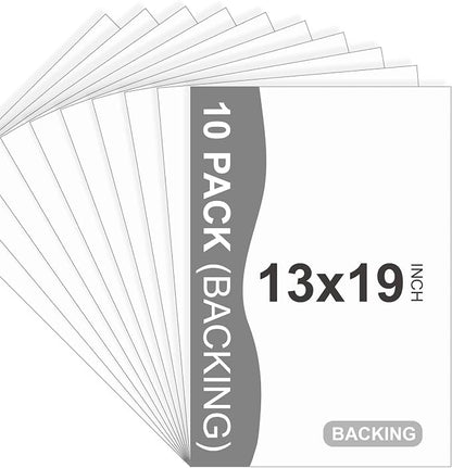 10 Pack Backing Boards, 13x19 Uncut White Mats Matboards, Acid-Free Backerboards by SOMIME