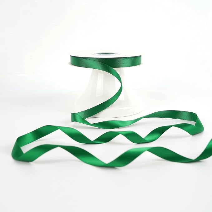 HUIHUANG Forest Green Satin Ribbon 1/2 inch X 50 Yards Continuous, DIY Crafts - Image 8