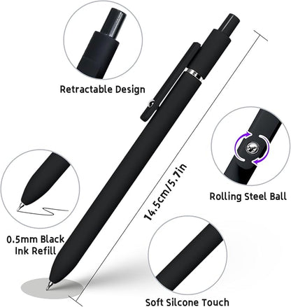 6 Pcs Gel Pens 0.5mm Quick Dry Black Ink Pens Fine Point Smooth Writing Pen - Image 4
