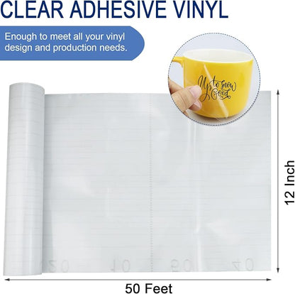 Clear Transfer Paper Tape Roll for Vinyl 12" x 50 FT Medium Tack for Adhesive - Image 4