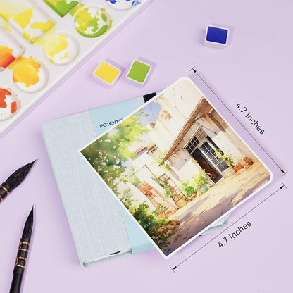 Lightwish Square Watercolor Journal, 100% Cotton, 300gsm/140lb, 24 Sheets Hot - Image 7