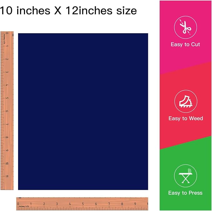 JANDJPACKAGING Blue HTV Vinyl for T-Shirts 12"x10" Heat Transfer Vinyl 10 Pack - Image 6