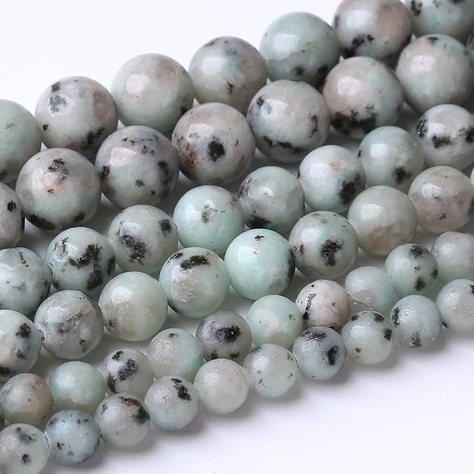 48PCS 8MM Mint Sesame Jasper Stone Beads Energy Healing Beads by JIANJING