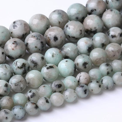 48PCS 8MM Mint Sesame Jasper Stone Beads Energy Healing Beads by JIANJING